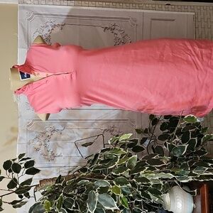 Peter Millar NWT Stand Up Ruffle Collar Coral 5 Button Dress With Back Pocket
